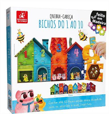 QUEBRA-CABEÇA de Madeira Bichos do 1 AO 10 - 30 Peças