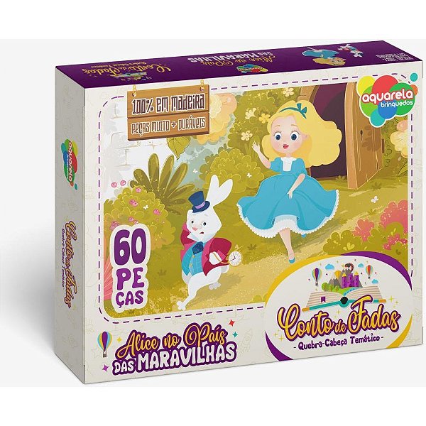 QUEBRA-CABEÇA de Madeira Alice 60 Peças