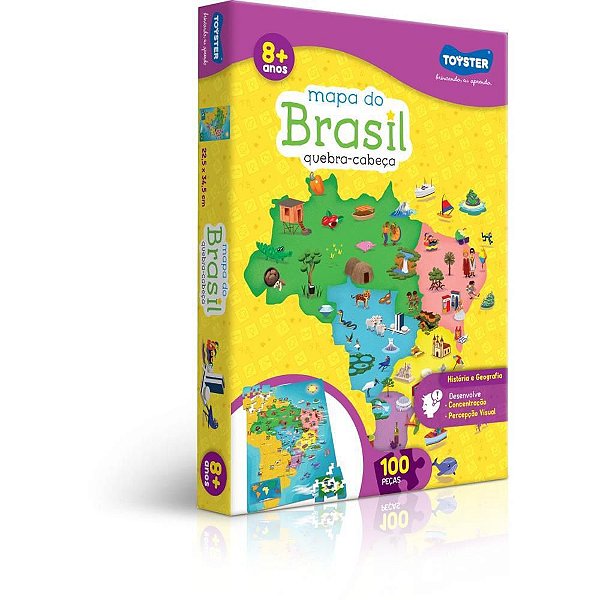 QUEBRA-CABEÇA Educativo Mapa do Brasil 100 Peças