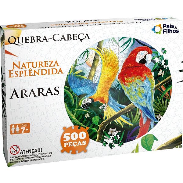QUEBRA-CABEÇA Cartonado Redondo ARARAS 500 Peças