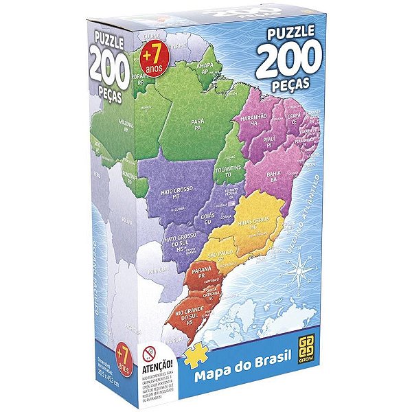 QUEBRA-CABEÇA Cartonado Mapa do Brasil - 200 Peças