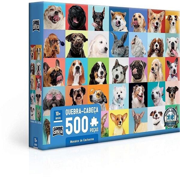 QUEBRA-CABEÇA Cartonado Cachorros Mosaico 500 Peças