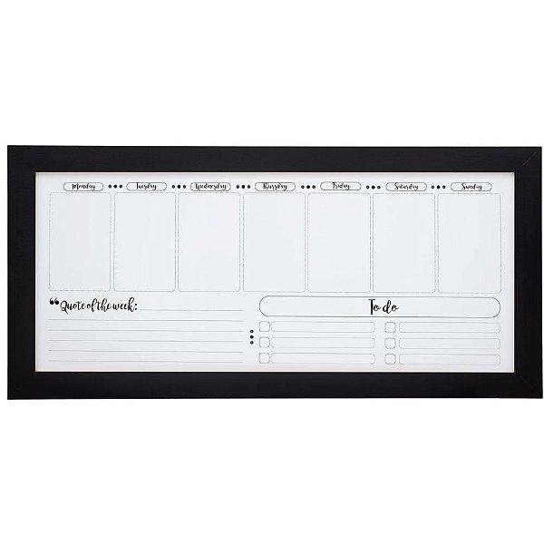 Quadro Branco Moldura Madeira 080X038CM Planner Command PRET PCT com 02