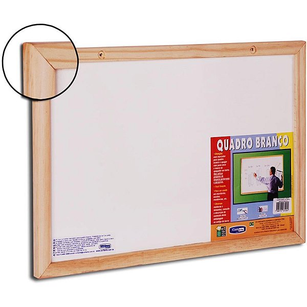 Quadro Branco Moldura de Madeira 70X50CM Standard