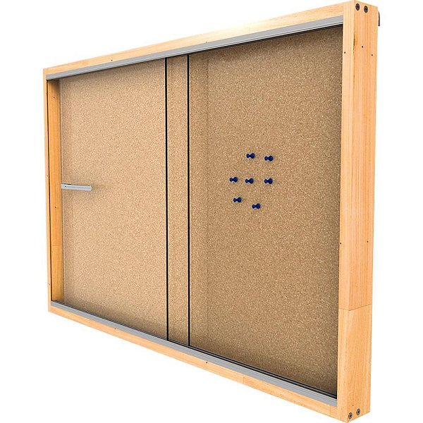 Quadro Aviso Moldura Madeira Vitrine com Cortiça 90X60CM