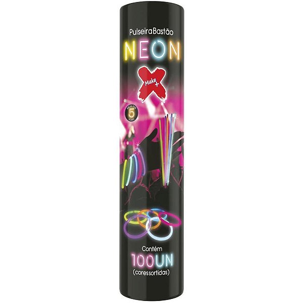 Pulseira Bastão Neon Colorida Tubo com 100