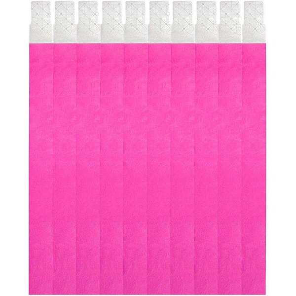 Pulseira de Identificação PINK Fluor TYVEK Pacote com 50