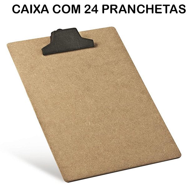 Prancheta Duratex Ofício MDF com Prendedor Plástico Caixa com 24