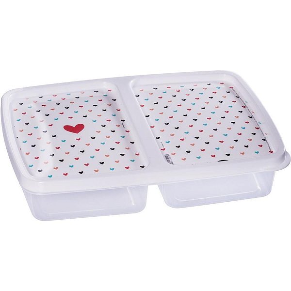 Pote Plástico Retangular 2 Divisões 1,1L