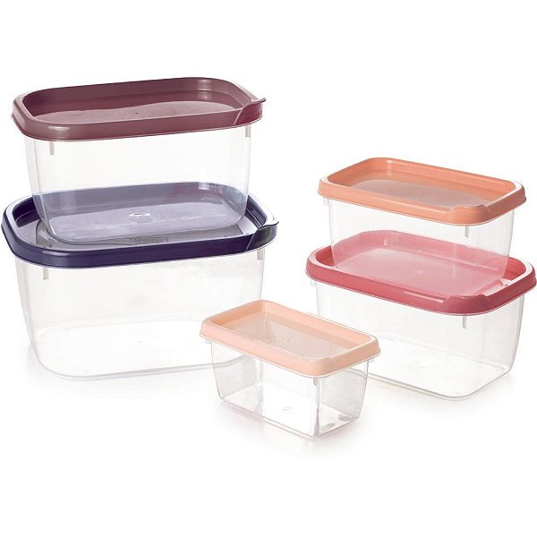 Pote Plástico KIT com 5 Unidades Conect Retangular