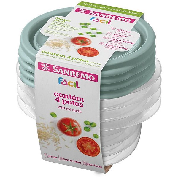 Pote Plástico CONJ 4 Potes Fácil 230ML (S)