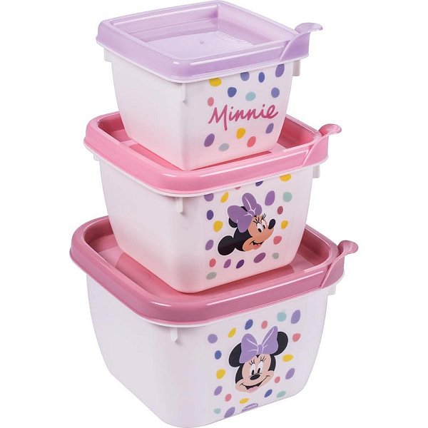 Pote Plástico CONJ 3 Potes Conect QD Minnie