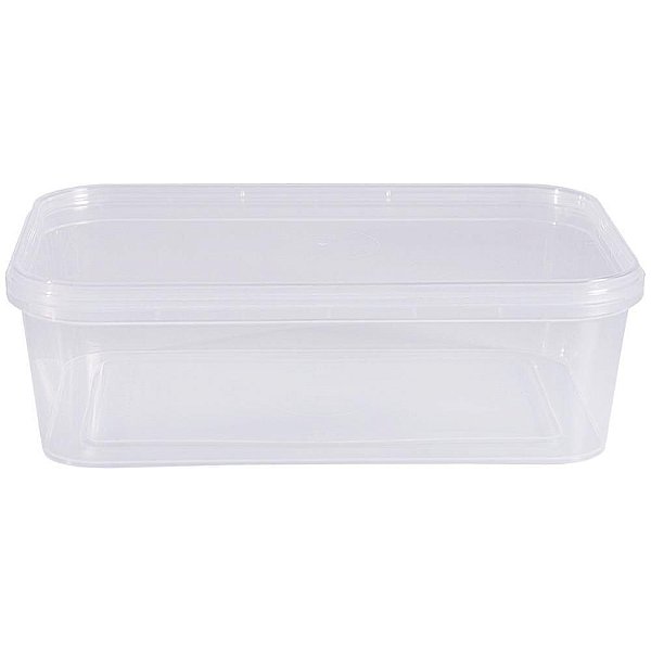 Pote Descartável 500ML Retangular com Tampa e Lacre - Pacote com 10