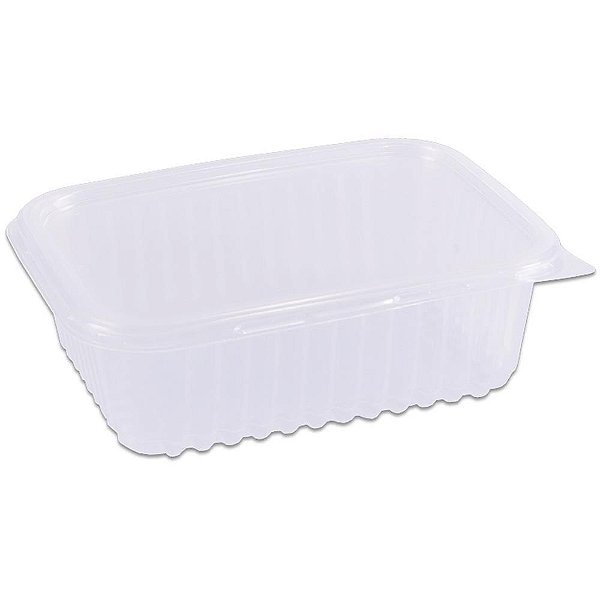 Pote Descartável Retangular 500ML com Tampa - Pacote com 24