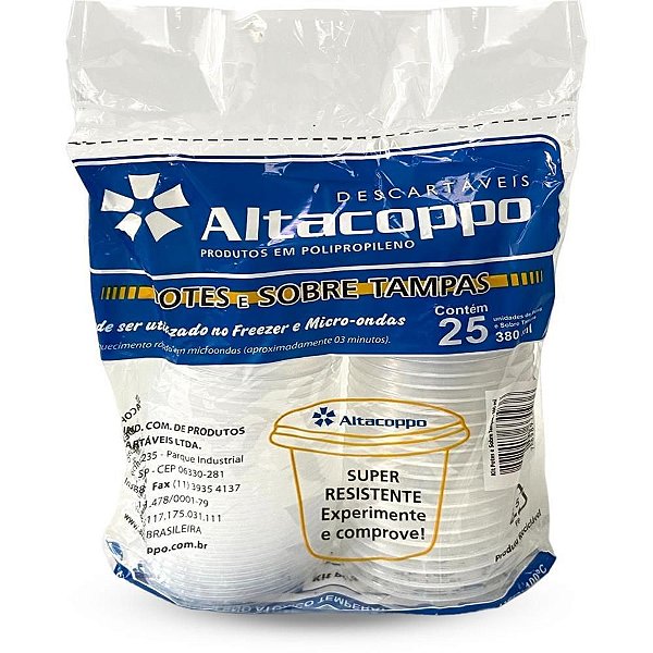 Pote Descartável 380ML RED com Tampa Altacopo PCT com 25