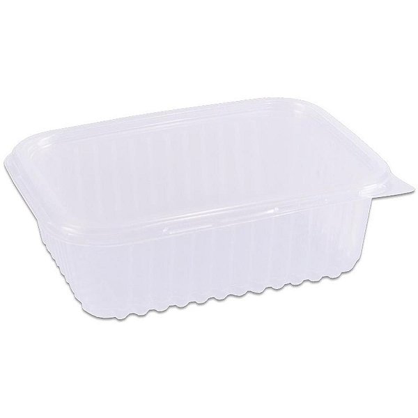 Pote Descartável Retangular 350ML com Tampa - Pacote com 24 Unidades