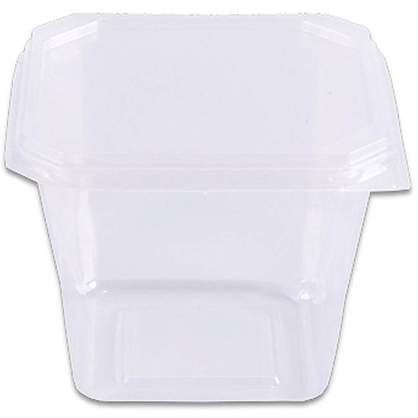Pote Descartável Quadrado 250ML com Tampa - Pacote com 20 Unidades