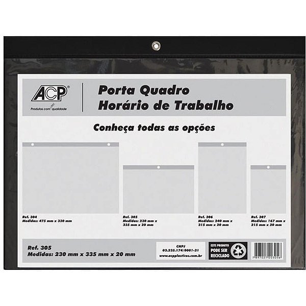 Porta Alvará Quadro Horário de Trabalho Horizontal - Pacote com 5 Unidades