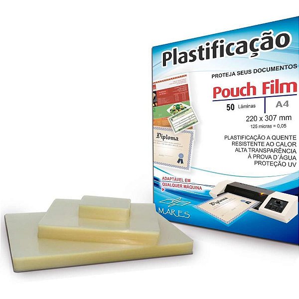 Plástico para Plastificação Pouch FILM A4 220X307MM (0,05) - Pacote com 50 Peças