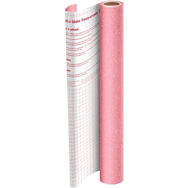 Papel de Parede Plástico Adesivo 45CM X 10M Glitter Rosa PP