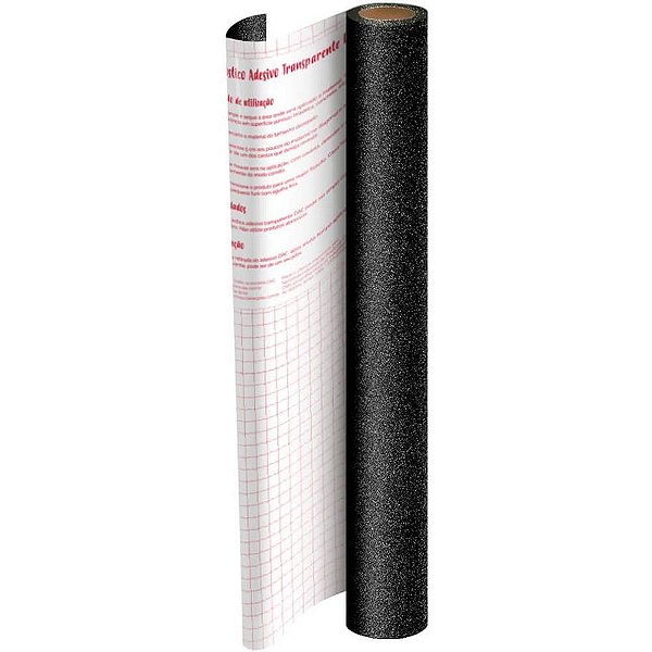 Papel de Parede Plástico Adesivo 45CM X 10M Glitter Preto PP 0,10