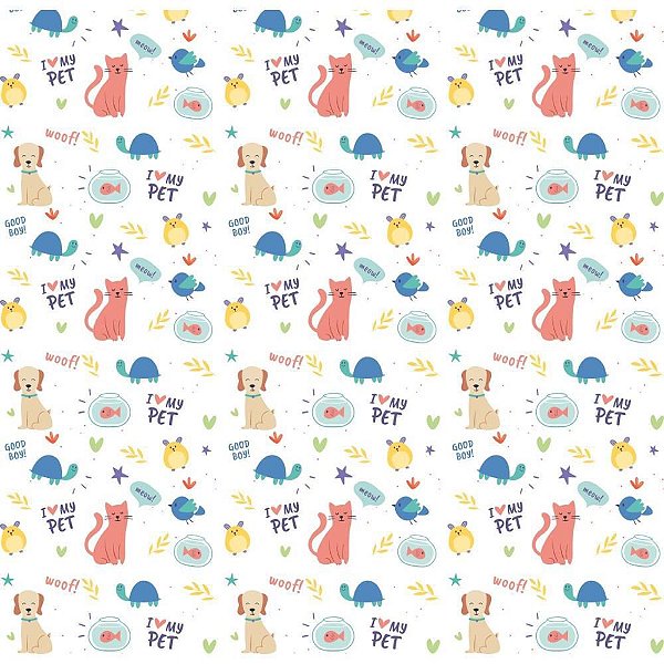 Papel de Parede Plástico Adesivo 45CMX10M Fantasia MY Love PETS 0,80