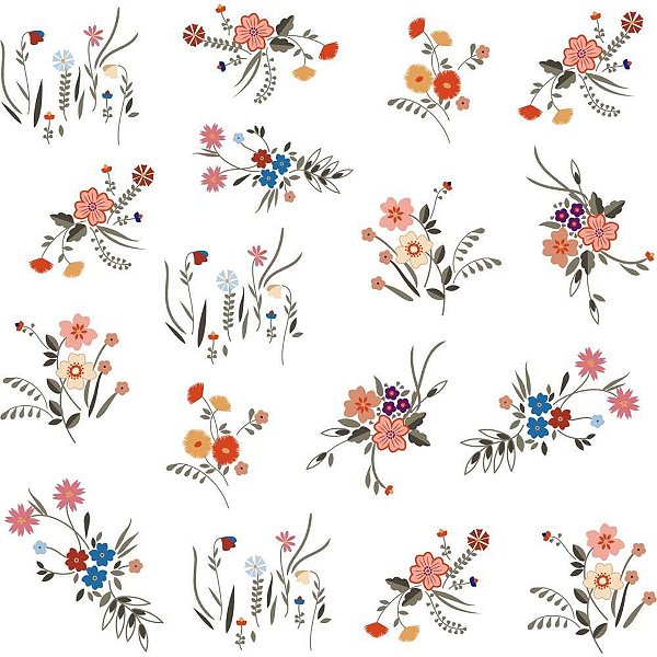 Papel de Parede Plástico Adesivo 45CMX10M Fantasia Floral Branco