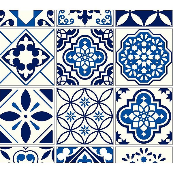 Papel de Parede Plástico Adesivo 45CMX10M Fantasia Azulejo 1 0,80