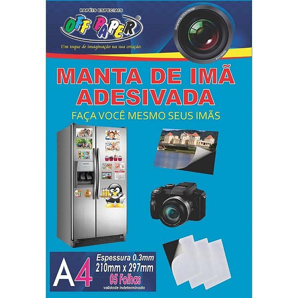 Placa Imantada A4 210X297MM com Adesivo Pacote com 5 Unidades