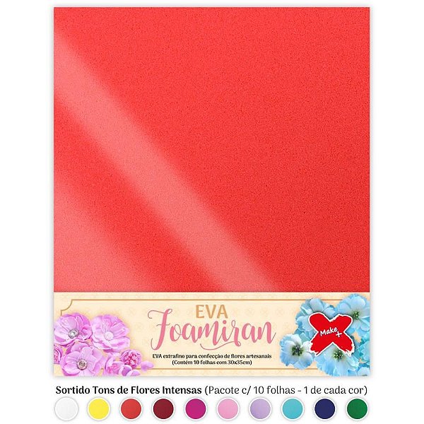 Placa em EVA 35X30CM Sortidos 0.7MM Foamiran Pacote com 10