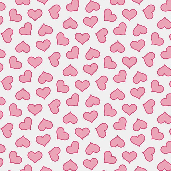 Placa em EVA Estampado Coração 60X40CM BRANCO/ROSA 2MM - Pacote com 5 Unidades