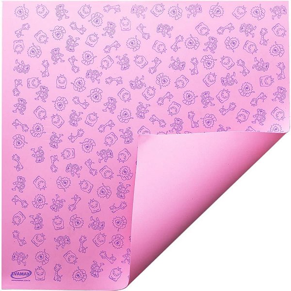 Placa em EVA Estampado 47X40CM Bichinho Rosa 1,6MM PCT com 05