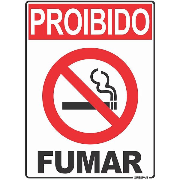 Placa de Sinalização Proibido Fumar 15X20CM Pacote com 5