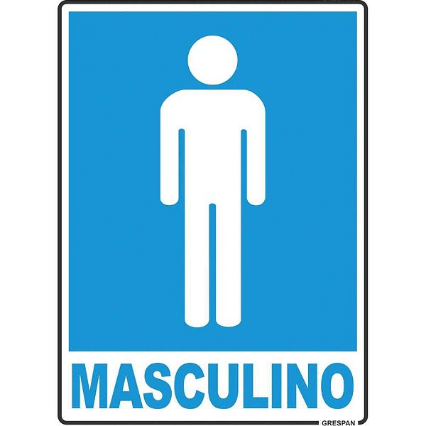 Placa de Sinalização Masculino 15X20CM em PVC - Pacote com 5 Unidades