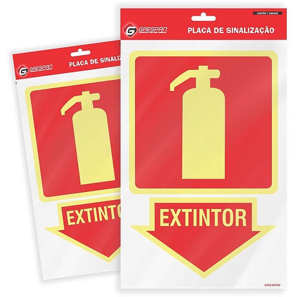 Placa de Sinalização Extintor 16X25CM Pacote com 05