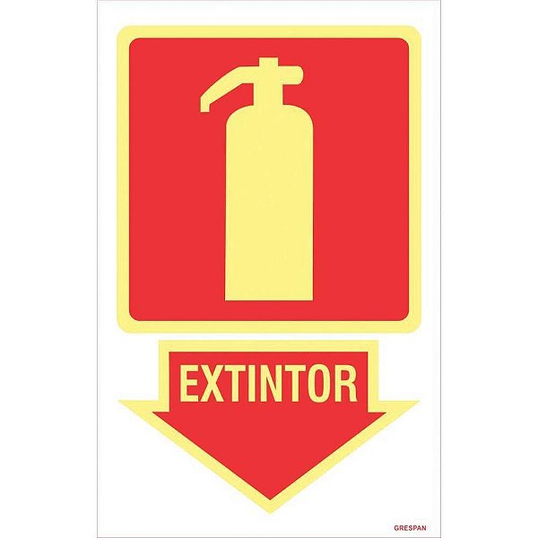 Placa de Sinalização Extintor 16X25CM Pacote com 05