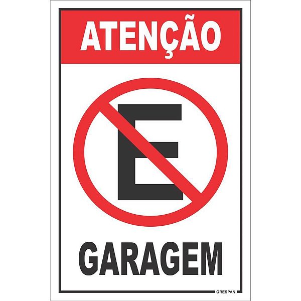 Placa de Sinalização Cuidado Garagem 20X30CM - Pacote com 5 Unidades