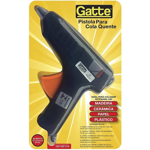 Pistola de Cola Quente 40W Bivolt Grande Preta