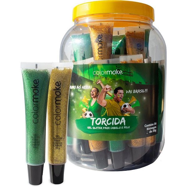 Pintura Facial GEL Glíter Bisnaga 30G VD/AM Pote 36