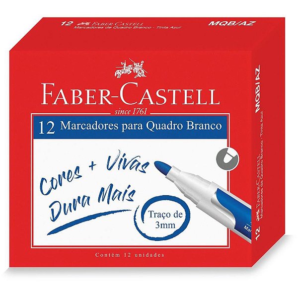 Pincel Quadro Branco Azul - Caixa com 12 Unidades