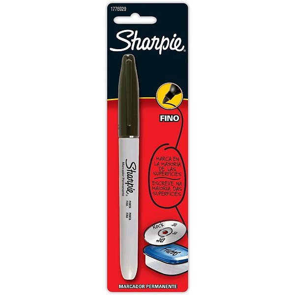 Pincel Marcador Permanente Sharpie Fino Preto Blister - Caixa com 12 Unidades