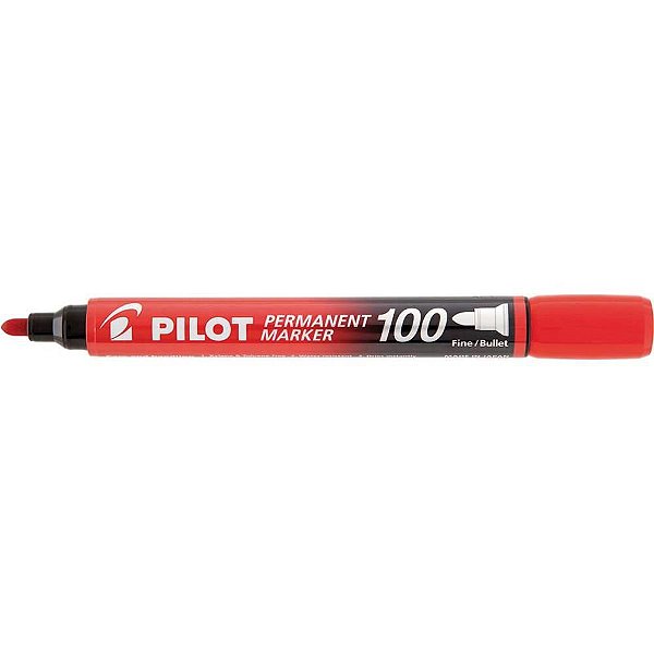 Pincel Marcador Permanente SCA 100 Ponta Redonda Vermelho - Caixa com 12