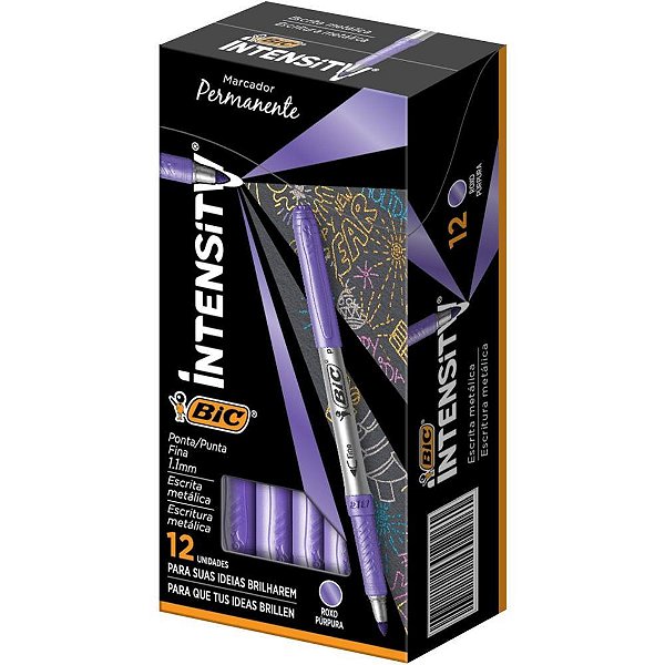 Pincel Marcador Permanente BIC Marking Metálico 1.1MM Violeta Caixa com 12 Unidades