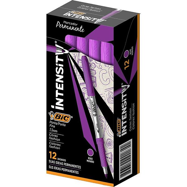 Pincel Marcador Permanente BIC Marking Fashion 1.1MM Roxo - Caixa com 12 Unidades