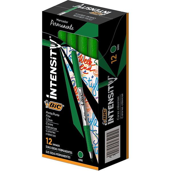 Pincel Marcador Permanente Marking 1,1MM Verde Caixa com 12