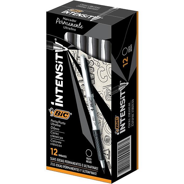 Pincel Marcador Permanente Marking 11MM Preto Intensity Caixa com 12