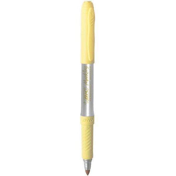 Pincel Marcador Permanente BIC Marking 1.1MM Amarelo Pastel - Caixa com 10