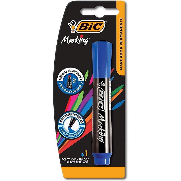 Pincel Marcador Permanente Recarregável Azul - Blister com 1 Unidade