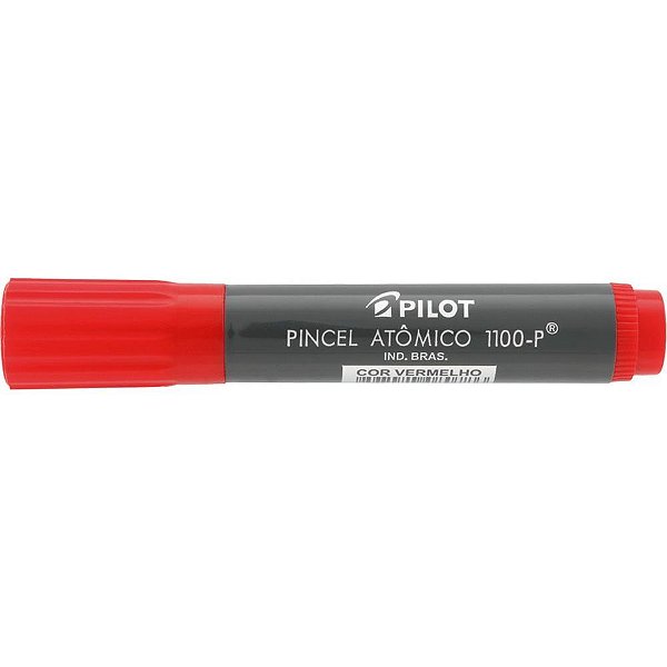 Pincel Marcador Permanente Atômico 1100P Vermelho Recarregável Caixa com 12 Unidades
