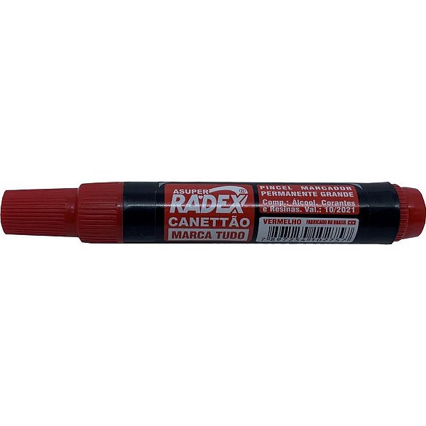 Pincel Marcador Permanente Asuper Ponta Chanfranda Vermel CX com 12